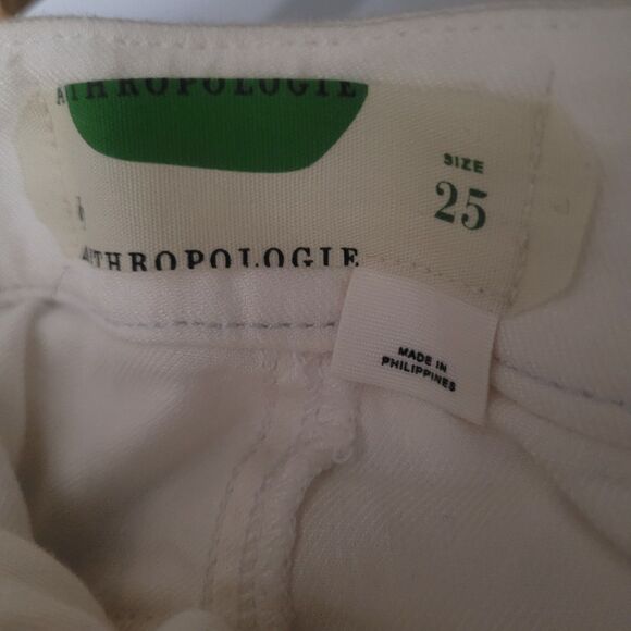 Anthropologie Wide-Leg Linen Blend Ivory Pants Trousers size 25 Belted Pockets - Picture 2 of 9